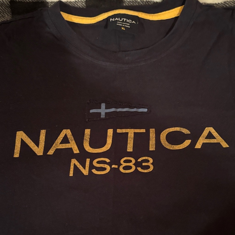 Nautica Navy T-Shirt with Yellow Accents